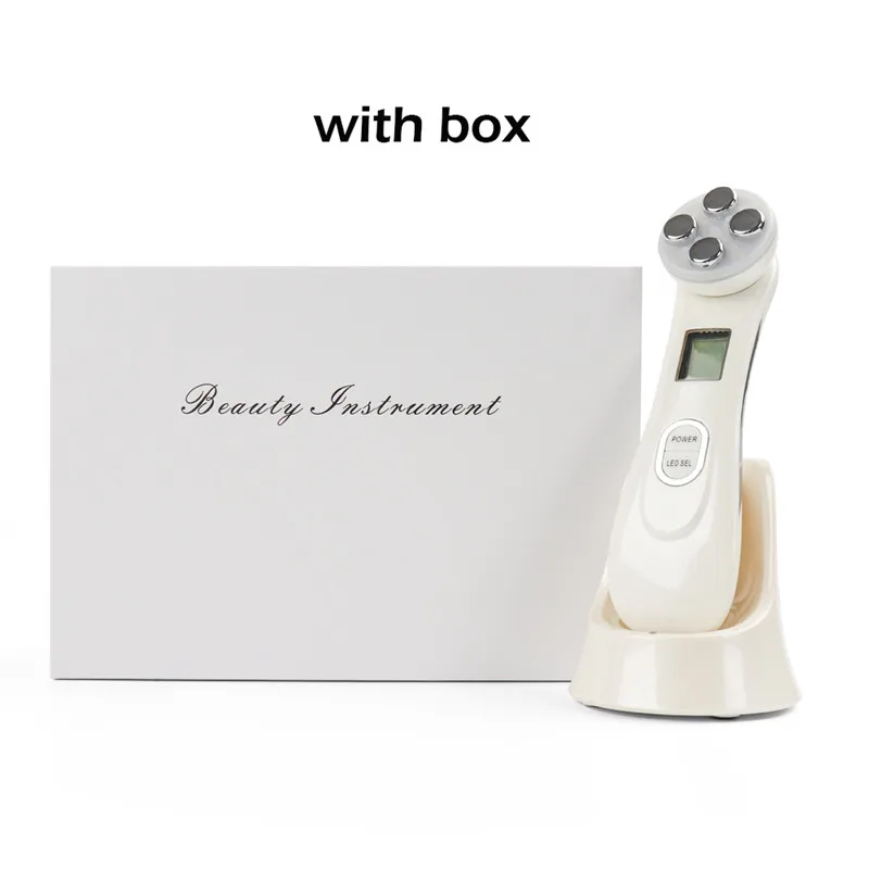 with box 5в1 РЧ и EMS, радио мезотерапия, Электропорация, ручка для красоты лица, радиочастотный светодиодный фотон для омоложения кожи лица, удаления морщин - Цвет: with box