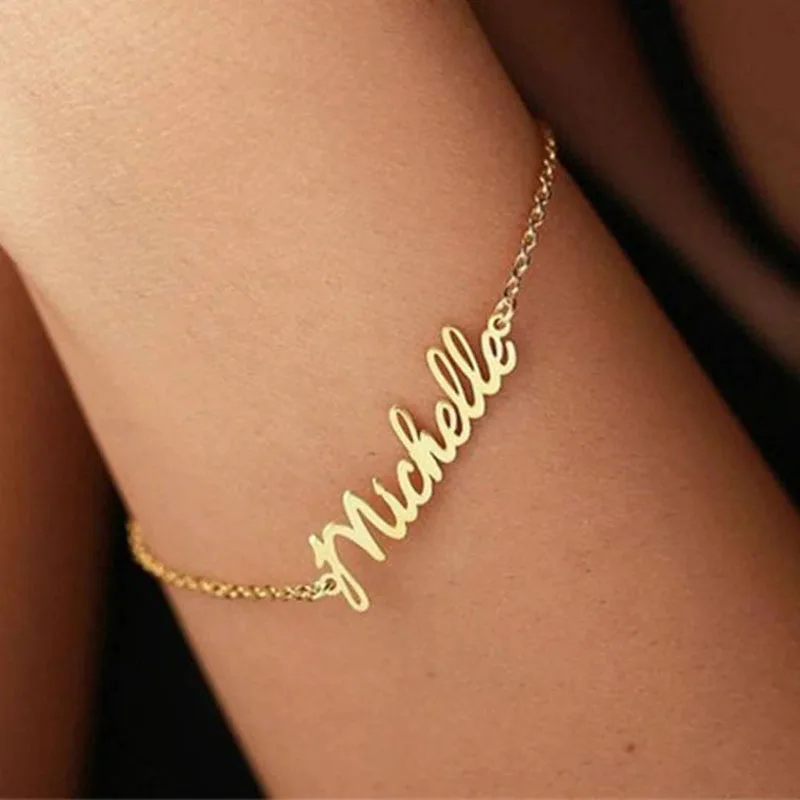 

Изготовленный на заказ браслет с золотым именем, браслет с именной табличкой, 925 пробы серебро и 18k позолоченные именные ювелирные изделия