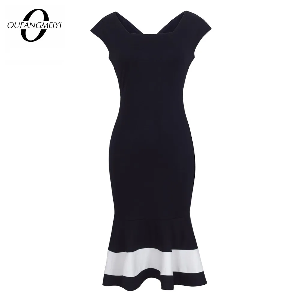 Женское цельное платье в стиле ретро элегантное Деловое составного кроя с