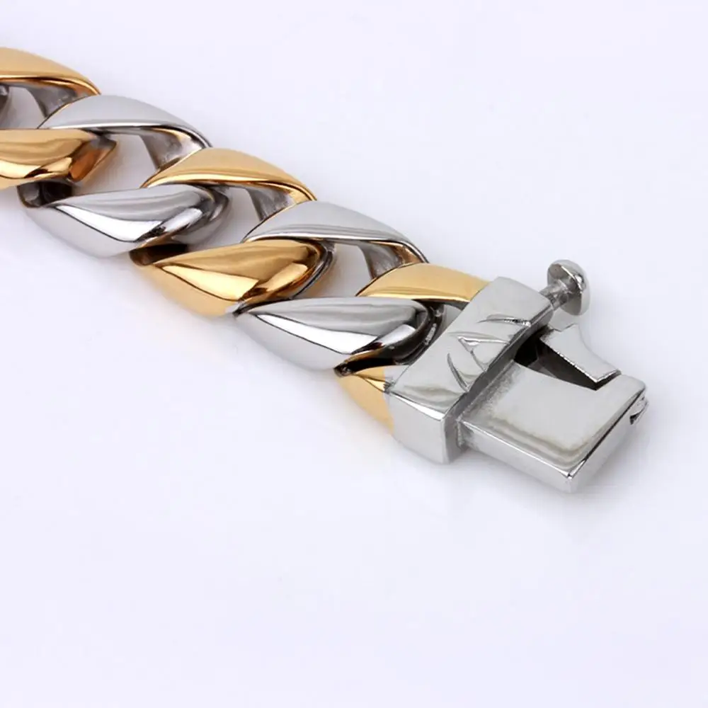 

New Fashion Hip Hop Jewelry Cuban Link Chain Male Bracelet Gold/Silver Color Stainless Steel Special for Men and Wmen Gift