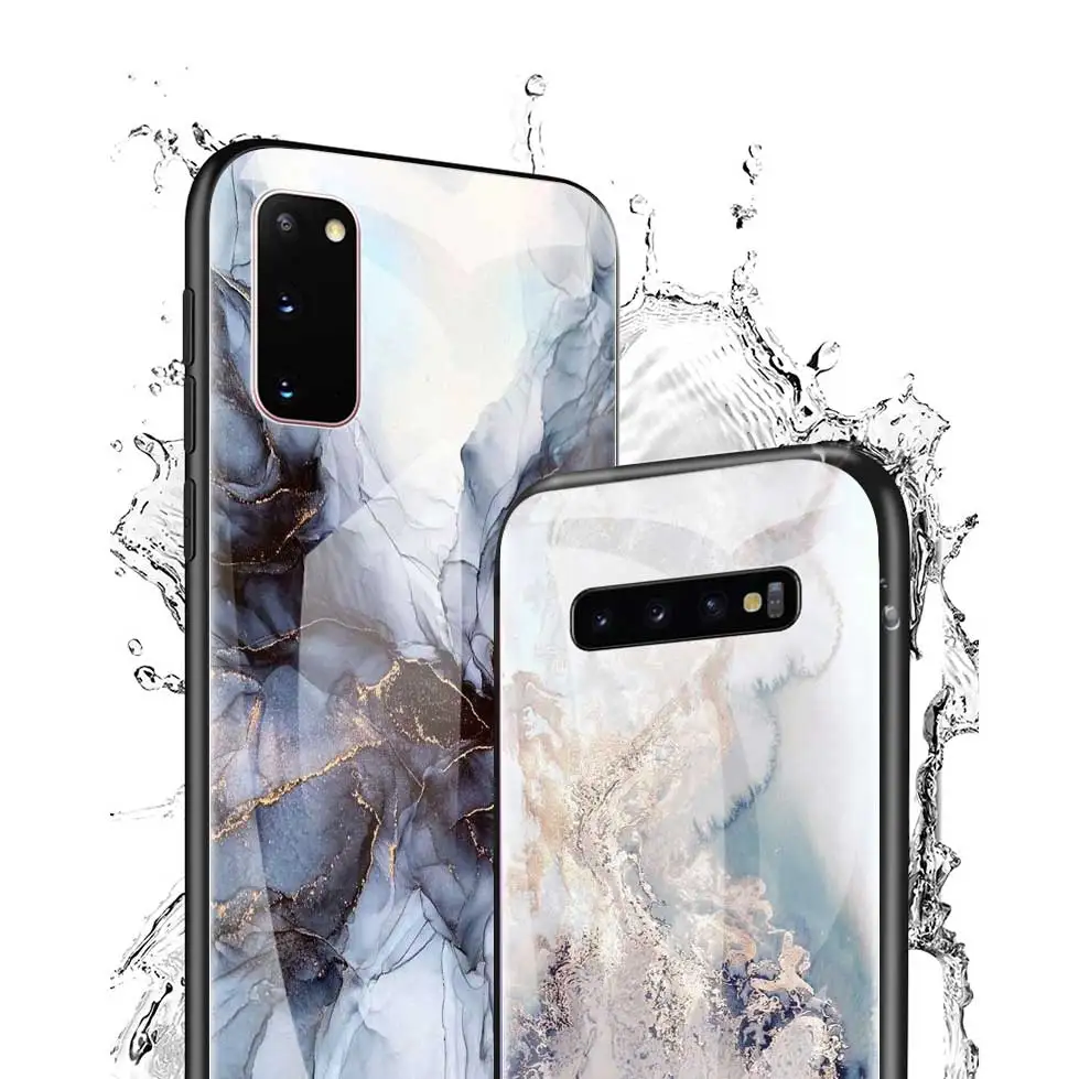 colorfull marble tempered glass phone case for samsung galaxy s20fe s21 s10 plus s10e s9 s8 phone shell note 10 10lite capa bag free global shipping