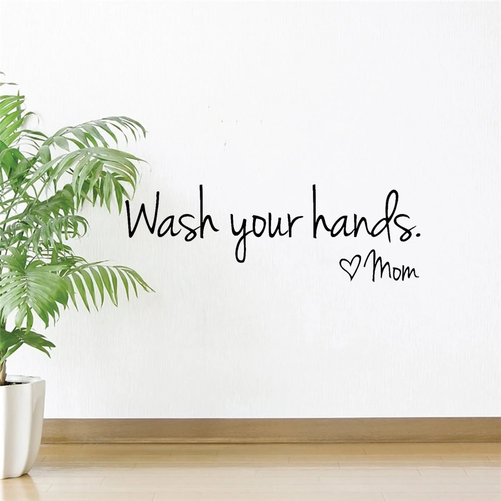 

Wash Your Hands Vinyl Quote Wall Decal Stickers Family Rule Bathroom Toilet Decoration Mural Removable Self Adhesive Wallpaper