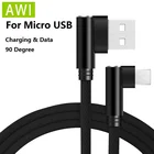 AWI Micro USB кабель 2A быстрое зарядное устройство USB шнур 90 градусов локоть нейлоновый кабель для передачи данных для Power Bank Samsung Sony Xiaomi Android Phone