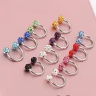 Модные хирургической нержавеющей стали U Форма Нос Кольца двойной Хрустальный Шар Подкова для пирсинга губ кольца в форме подковы Cbr кольцо