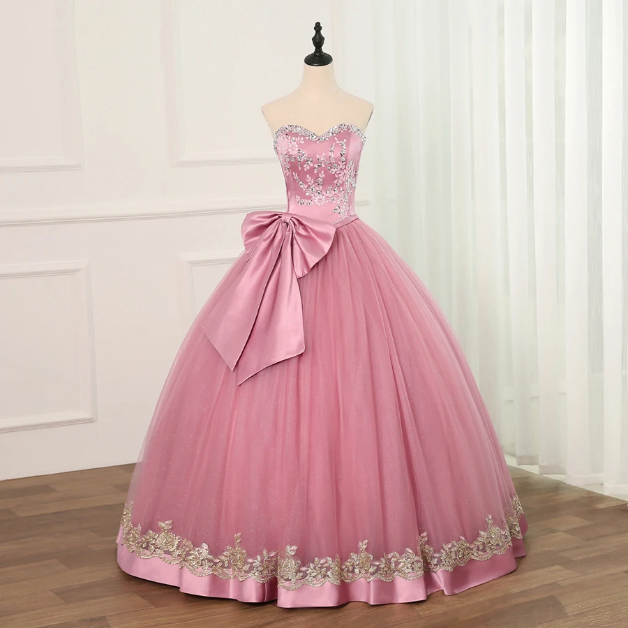 

Jiayigong Ball Gown Quinceanera Dresses Cheap Tulle With Beads Sequined Big Bow Sweet 16 Dress For 15 Years Debutante Gown