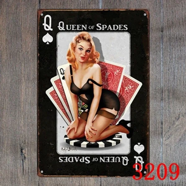 

Металлический жестяной знак 20*30 см, декор Queen of Spades, бар, паб, домашний винтажный жестяной знак
