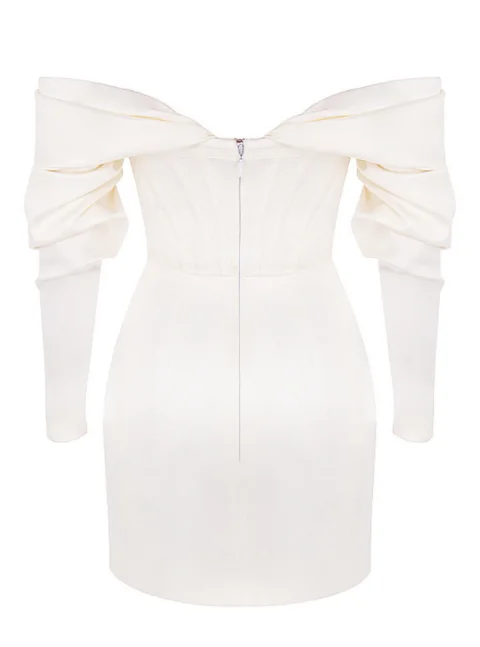 

KLEEZY Long Sleeve Satin Corset Bodycon Autumn Winter Mini Dress For Women Celebrity Evening party Vestidos