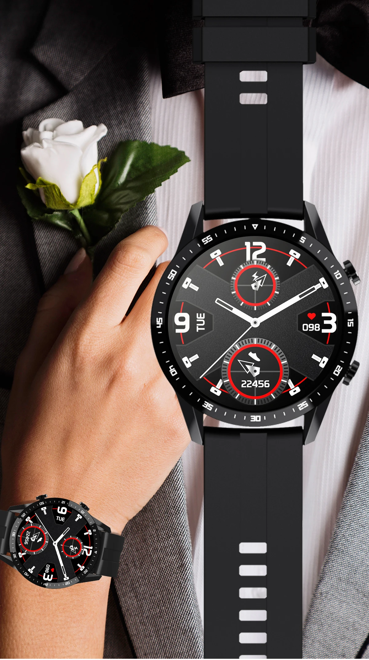 

Black Leather Smart Watch Bluetooth Call Women Wristband Sports Fitness Tracker Heart Rate Monitoring Bracelet Men's Smartwatch