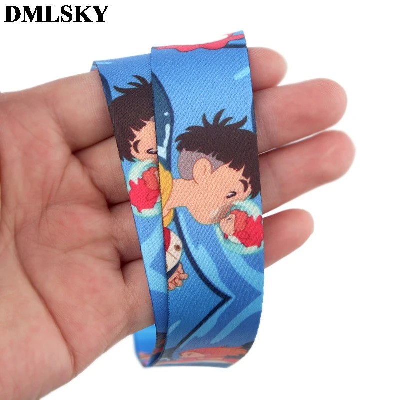 DMLSKY Ponyo на скале шнурок для ключей аниме милые ремешки для ключей значок ID Мобильный телефон Веревка шеи ремешки M3864