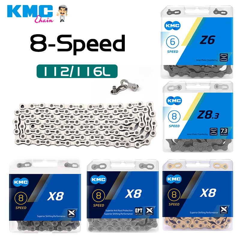 

KMC Bicycle 6/7/8 Speed Z6/Z8.3/X8/X8PL/X8EPT MTB Road Bike Chains 116/112 Links with Magic Buckle 6/7/8V Chain for Shimano SRAM