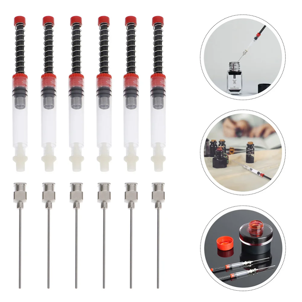 

6Pcs Fountain Pen Ink Cartridge Converter Filler Ink Pen Syringe Devices