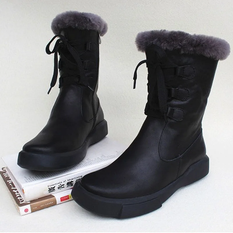Женские длинные ботинки из 100% натуральной кожи ботильоны на меху зимняя обувь