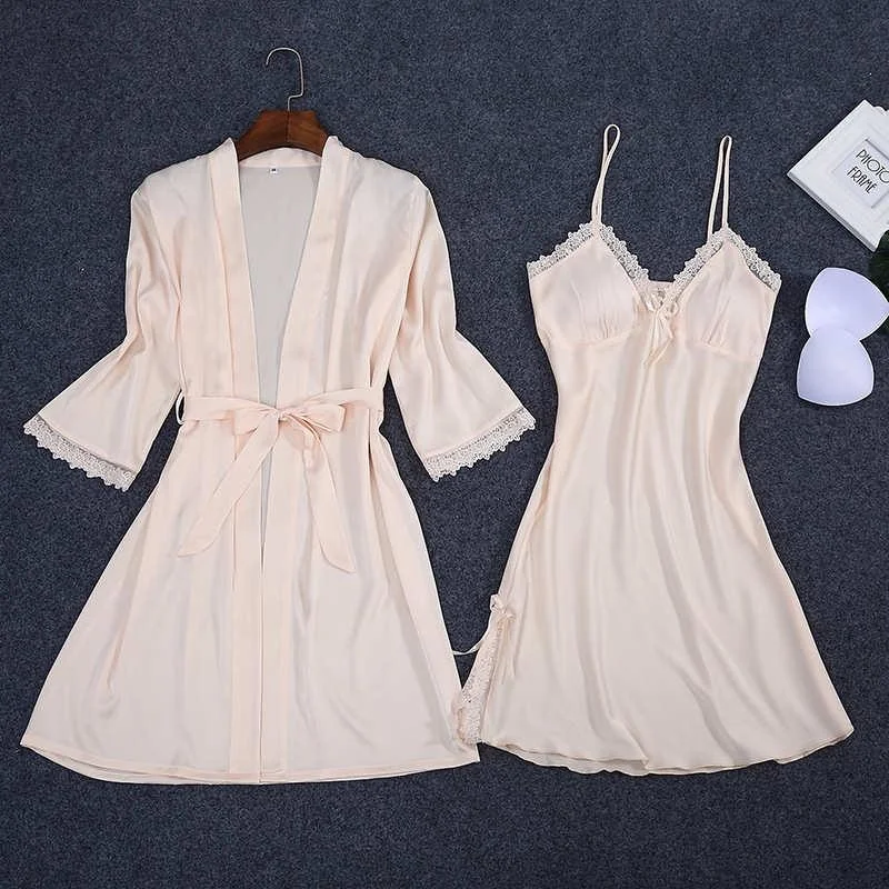 

Sexy Summer Womens 2PC Robe Bath Gown Strap Top Kimono Pajamas Sets Sleepwear Lady Home Wear Nightgown Suit Sleepshirts M-XXL