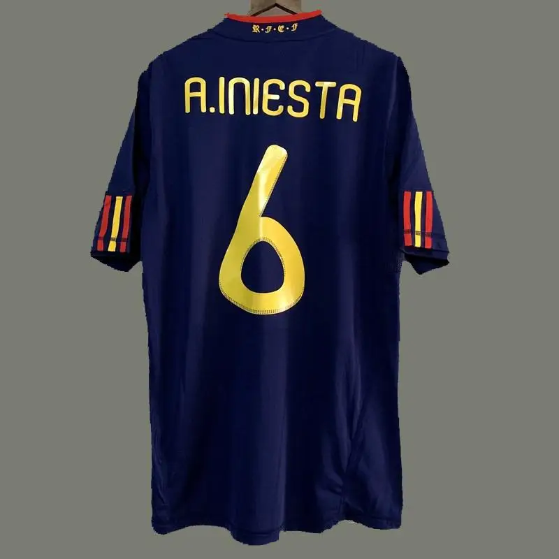 

2010 A.INIESTA Jerseys Football Away DAVID VILLA TORRES Soccer shirts Retro