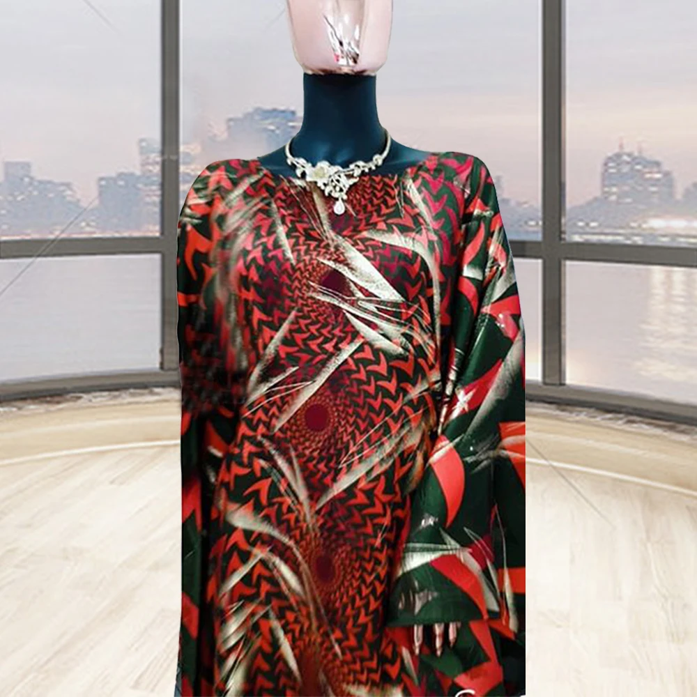 Платье Макси женское с круглым вырезом и принтом рукавом летучая мышь |