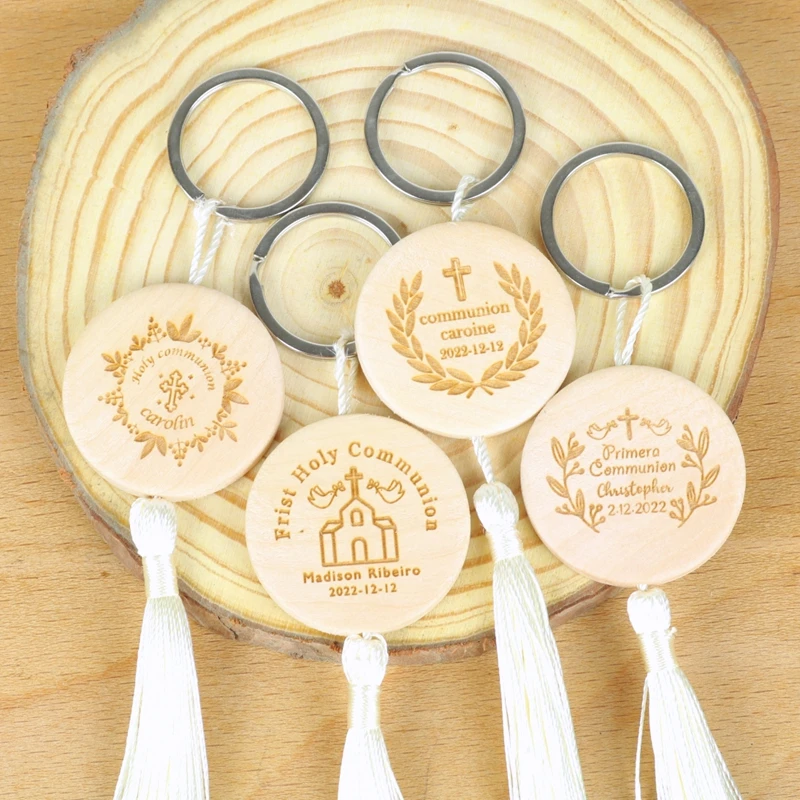 

10 звёзд, круглый деревянный брелок, персонализированные деревянные брелки с кисточками, Фрист Святого звёзда