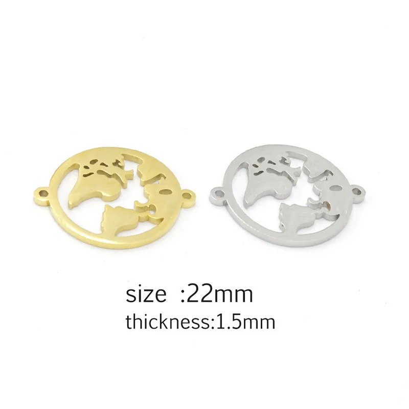 5 шт./лот подвески из нержавеющей стали соединители Карта мира аксессуары ручной