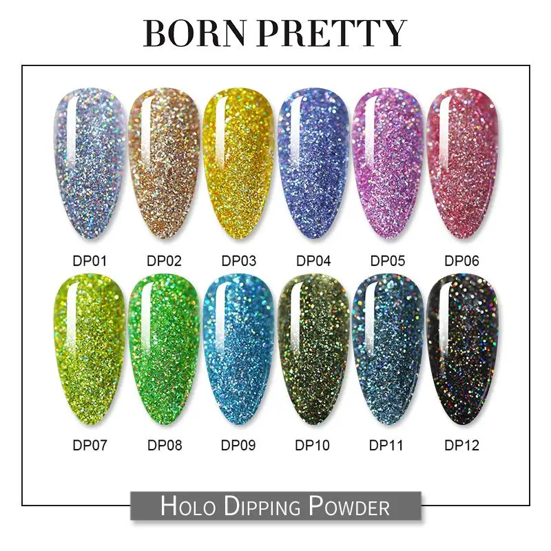 BORN PRETTY Dip порошки для ногтей градиентная голографическая декорация с блестками