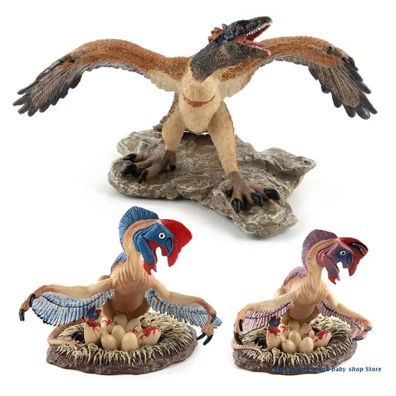 

67JC Dinosaur Toy Plastic Figure Surprise Gifts for Children Home Decoration Boys Girls Animal Figurine Red Blue Oviraptor