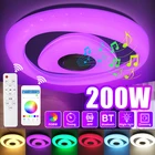 Потолочный светодиодный светильник, музыкальная лампа с дистанционным управлением через приложение, bluetooth динамик, лампа для спальни, 110-220 В, 200 Вт