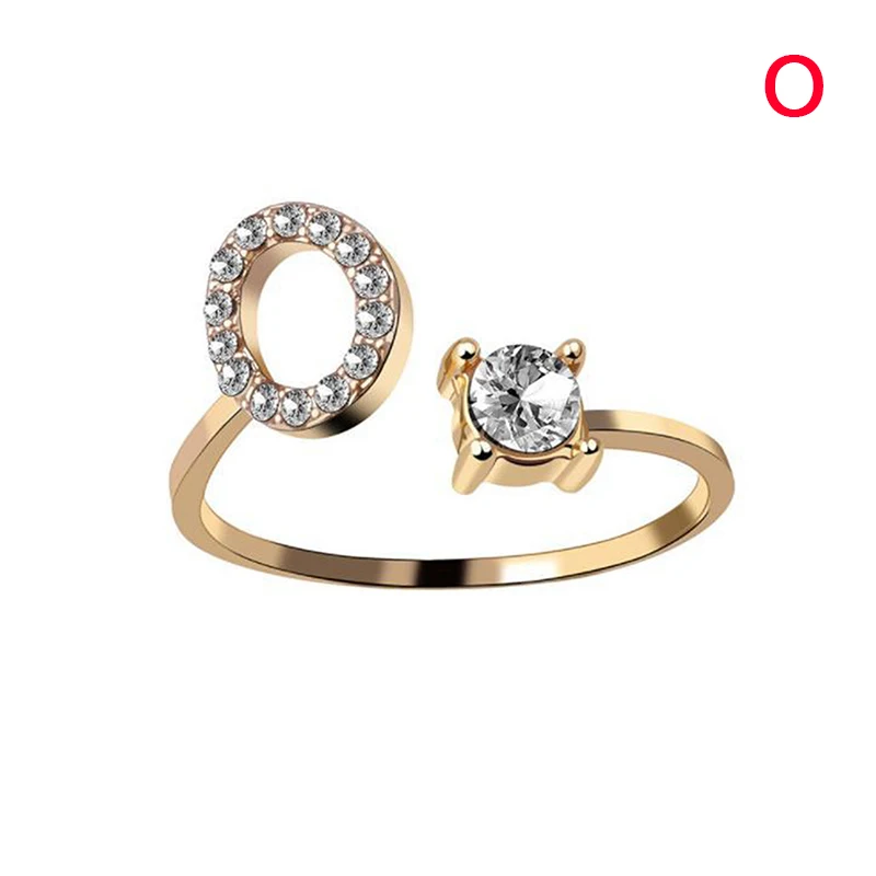 Мода 26 букв кольцо Micro Pave Цирконий золото Цвет кольца для женщин и девочек