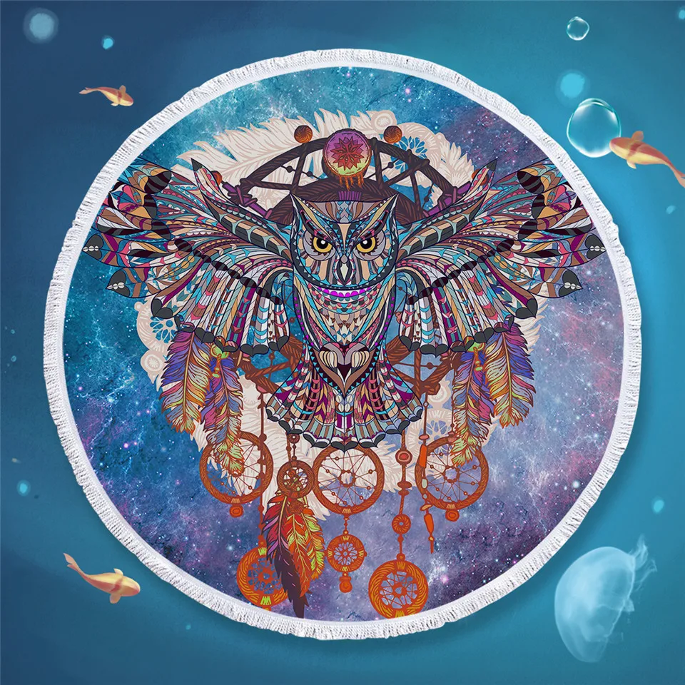 Большое круглое пляжное полотенце BeddingOutlet с кисточками для детей органическое