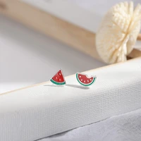 2021 new fashion women lovely fruit cartoon watermelon asymmetric earrings women summer party sweet earrings jewerly