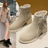 small fragrance wind bow thick high heel small ankle boots woman 2022 autumnwinter new fashion martin boots woman boots