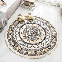 3 sizes bohemian style mandala pattern round carpet non slip bath mat soft thicken flannel area rug for living room decor