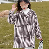 girls babys kids wool coat jacket 2021 retro warm thicken plus velvet winter autumn cotton%c2%a0woolen childrens clothes