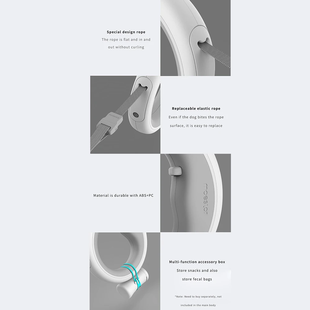 Xiaomi Moestar 2,6 м выдвижной поводковое кольцо для собак светодиодное освещение гибкий ошейник для собаки щенок ПЭТ Тяговый канат ремень умный пульт дистанционного управления