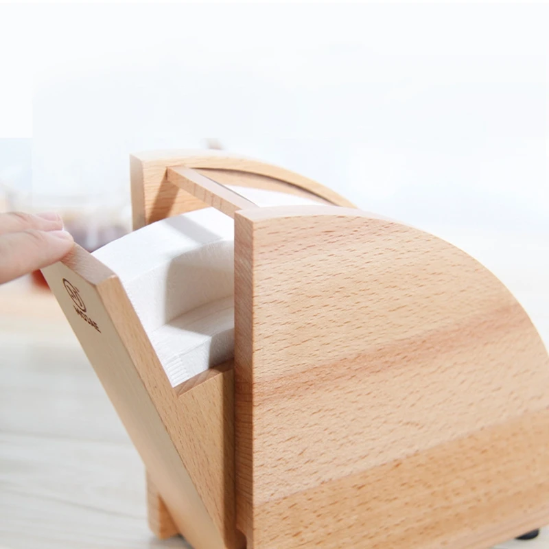 

Wooden Coffee Filter Paper Holder with Cover Dispenser Rack Shelf Dust Proof Storage Container Countertop Stand