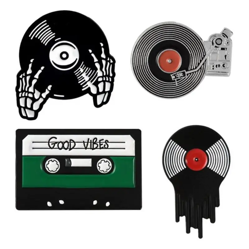 Панк стиль брошь булавка из сплава ретро Vibes лента значок палец Тыква музыка