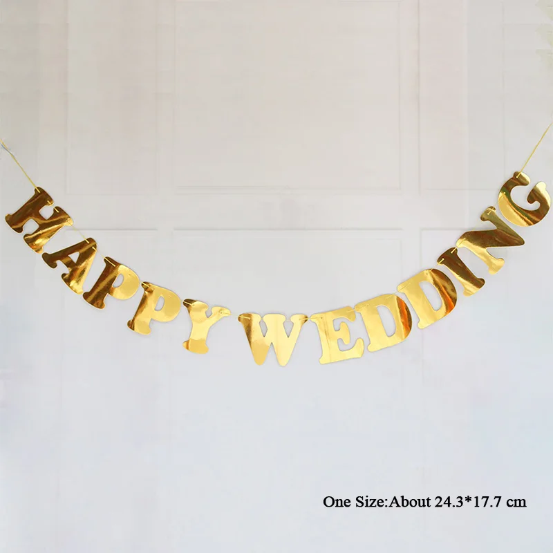 style 1 Блестящие золотые буквы Happy Wedding Висячие флажки баннеры вечерние украшения Вымпел овсянка гирлянда Свадебные товары для дня рождения - Цвет: style 1