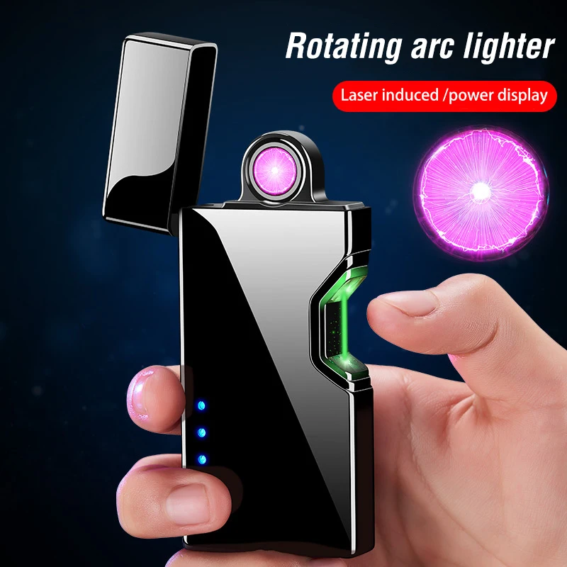 2021 вращающаяся дуга USB электрическая зажигалка для сигарет ветрозащитная