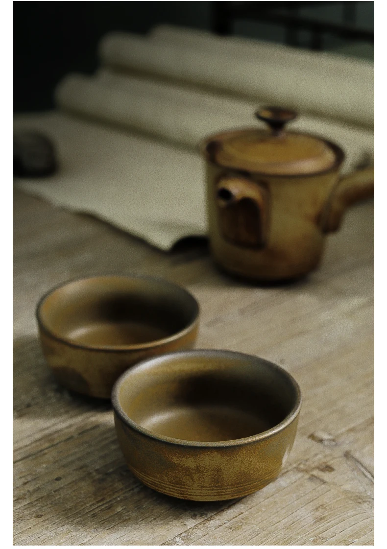 

Stoneware Vintage Tea Pot Chinese Semi Hand Made Side Handle Kung Fu Tea Pots Simple Single Tetera Cristal Home Garden EF50TP