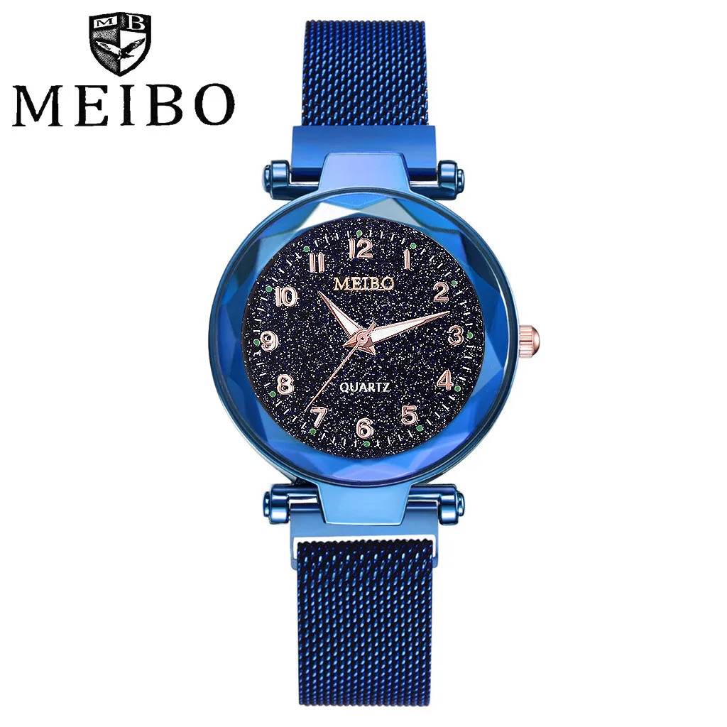 

Watch Womens Luminous luxurious Starry Sky dial Glass Quartz Mesh With Magnetic Buckle Ladies Exquisite Watches F3