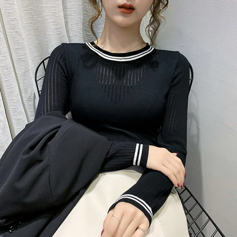

Knit sweater women's autumn thin long-sleeved sweater women's 2020 new Korean style hollowed air quality is thinner
