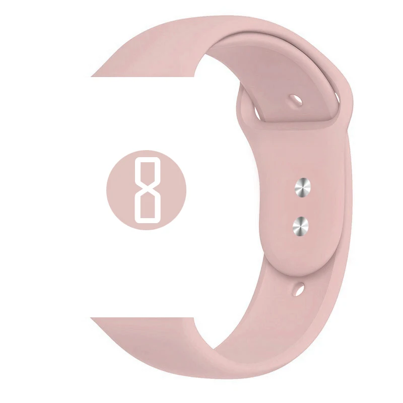 8 Pink Цветной мягкий силиконовый спортивный ремешок для Apple Watch Series 5 4 3 2 1 38 мм 42 мм резиновый ремешок для часов iWatch 5 4 40 мм 44 мм - Цвет ремешка: 8 Pink