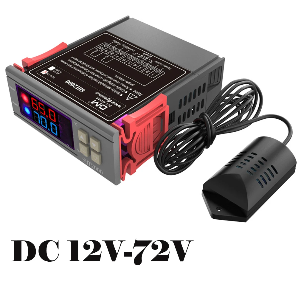 DC 12V-72V 10A Цифровой регулятор температуры и влажности, домашний термостат для холодильника, гигрометр SHT2000 AC 110V 220V DC 12 V-72 V - Цвет: DC 12V-72V 10A