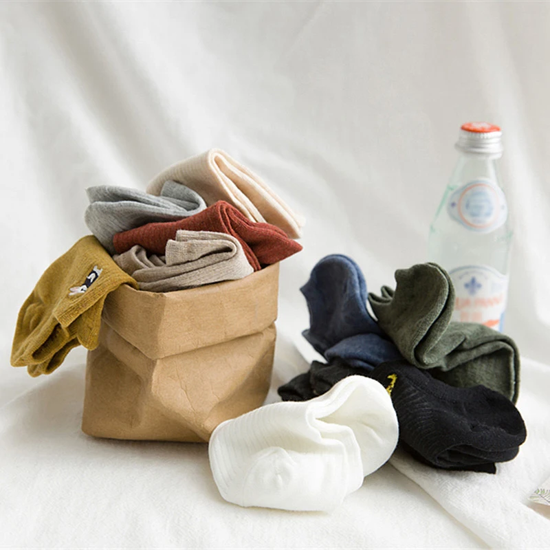 Новые летние хлопковые невидимые женские носки с вышивкой модные милые короткие