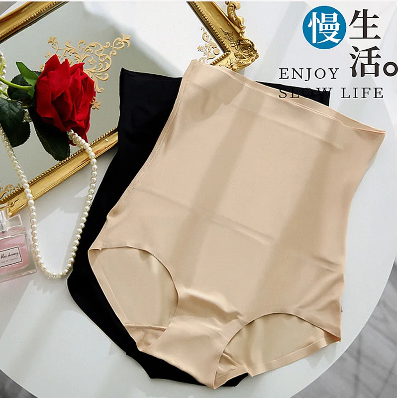 Бесшовные Шелковистые трусики с высокой талией для похудения контроля живота