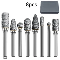 8pcs 1 set of 6mm to 12mm carbide burr drill bits for cnc engraving 14 rotary cutter lime