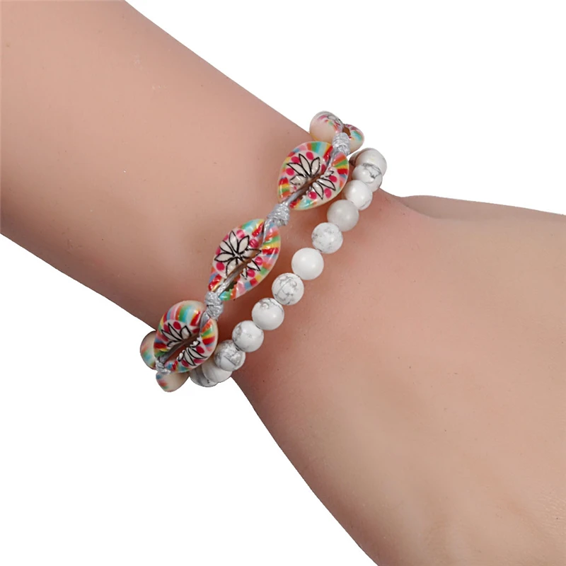 модный натуральный браслет в виде ракушки для женщин летний ручной работы