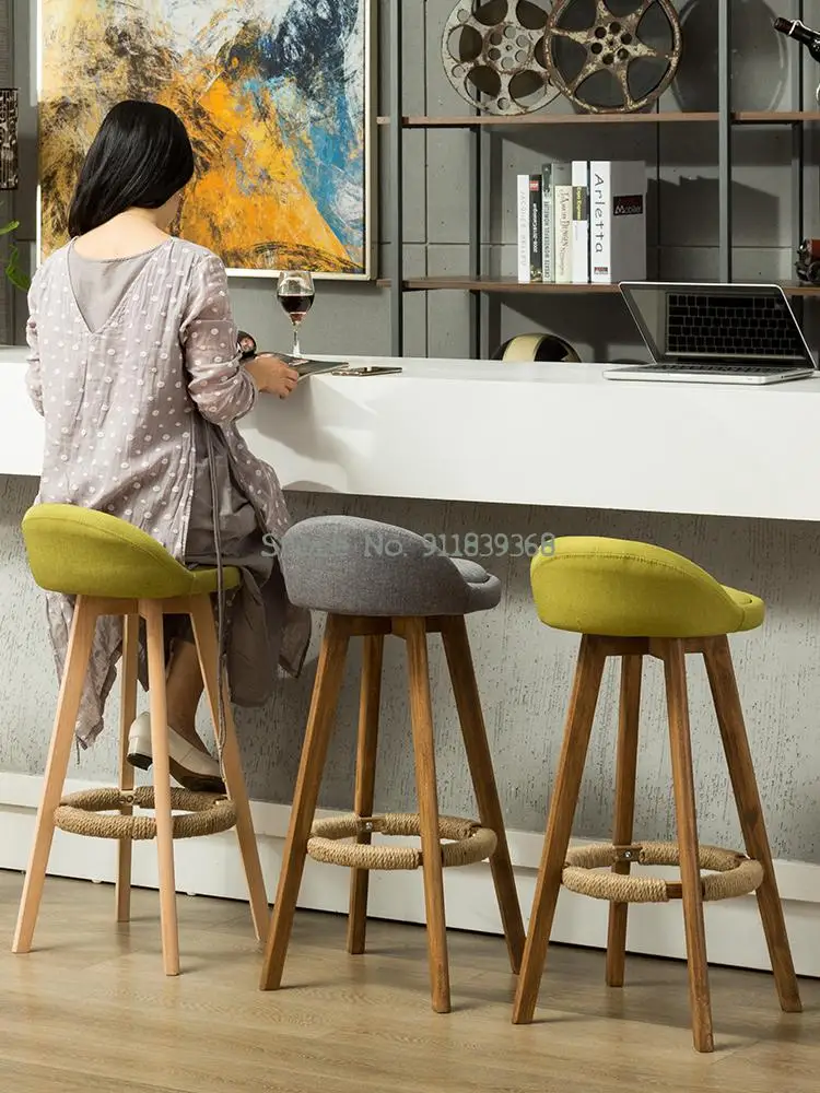 Европейский Стиль барный стул из массива дерева Ретро мода высокий табурет