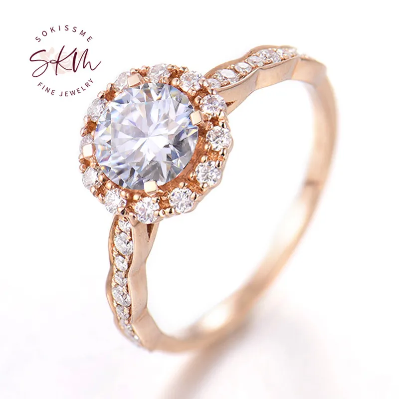 

SKM Vintage moissanite rings for women 14k 18k rose gold Engagement rings designer Promise Luxury Fine Jewelry