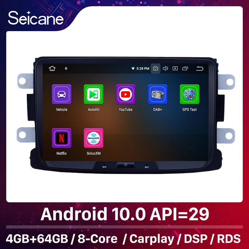 Seicane 4 + 64 ГБ Android 10 0 для RENAULT Duster Deckless 2014 2015 2016 HD 1024*600 Автомобильный GPS navi Multimeida плеер