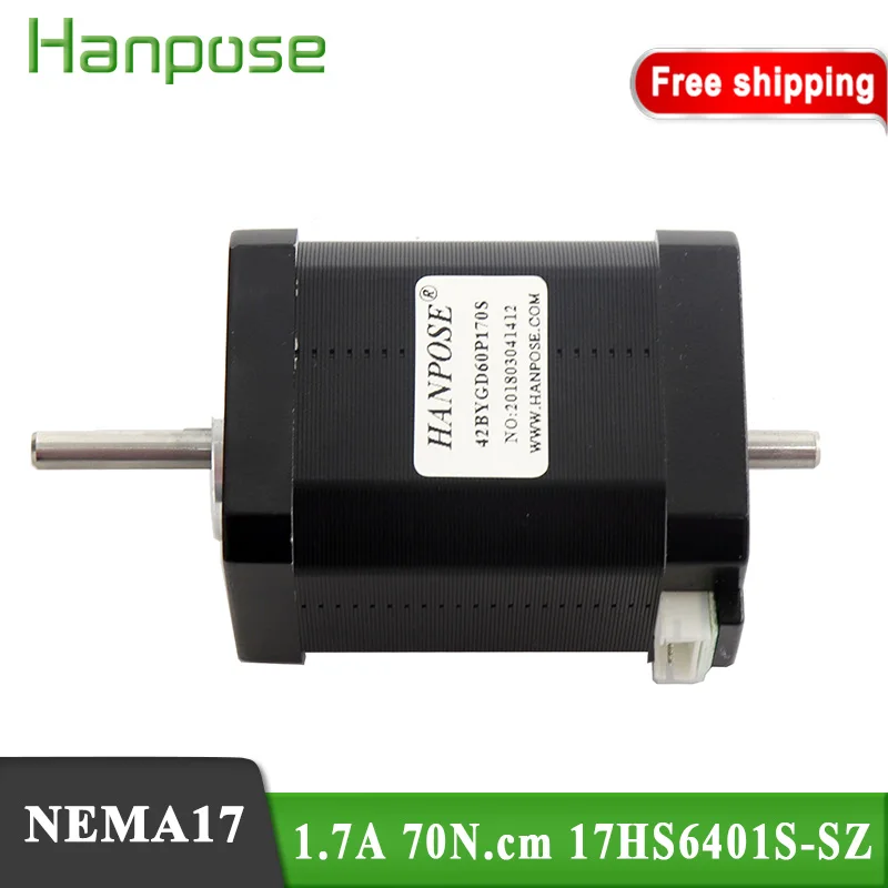Eixo Dobro do Motor 42 do Motor Deslizante de 17hs6401s-sz Nema17 para a Impressora 3d do Laser do Cnc Novo 12v 42bygh 1.7a 70n. cm para a Impressora 3d Motor de passo