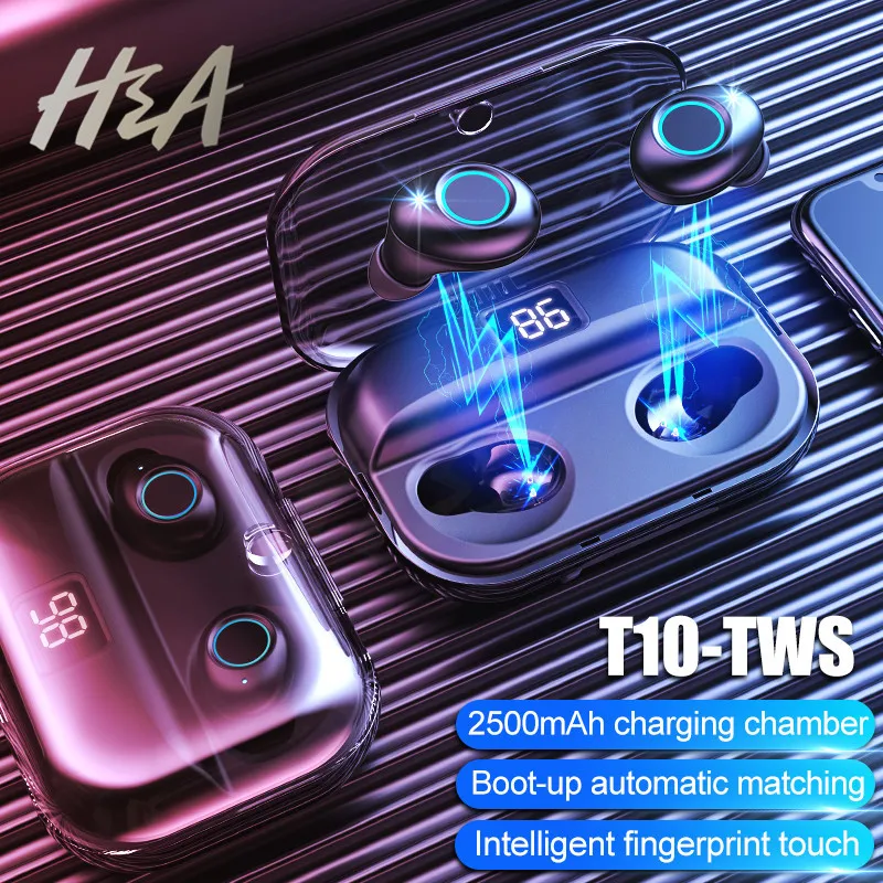 H & A TWS Bluetooth V5.0 беспроводные наушники 8D стерео спортивные таблетки с гарнитурой