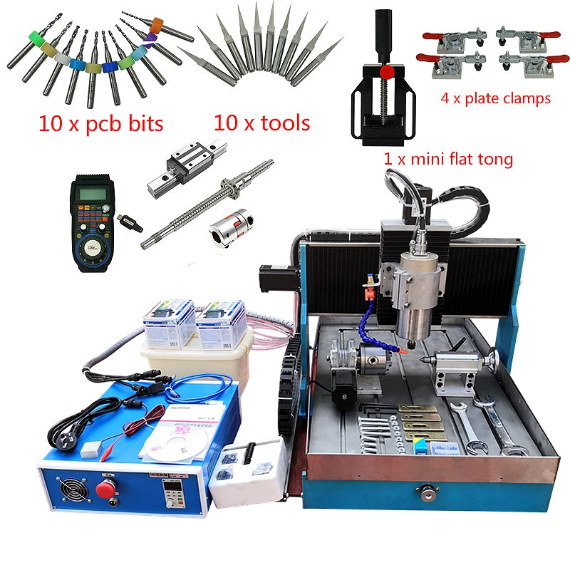 Стальной фрезерный станок с ЧПУ 6040 2200 Вт линейная направляющая USB 3 4 оси